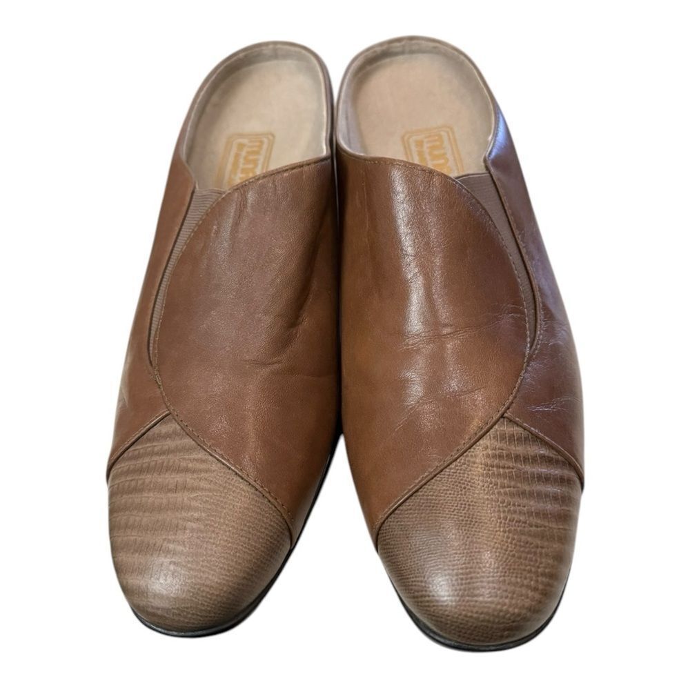 Munro Cassie Women's Tan Brown Leather Slide Heeled Mules 8.5 8.5N - Picture 4 of 6